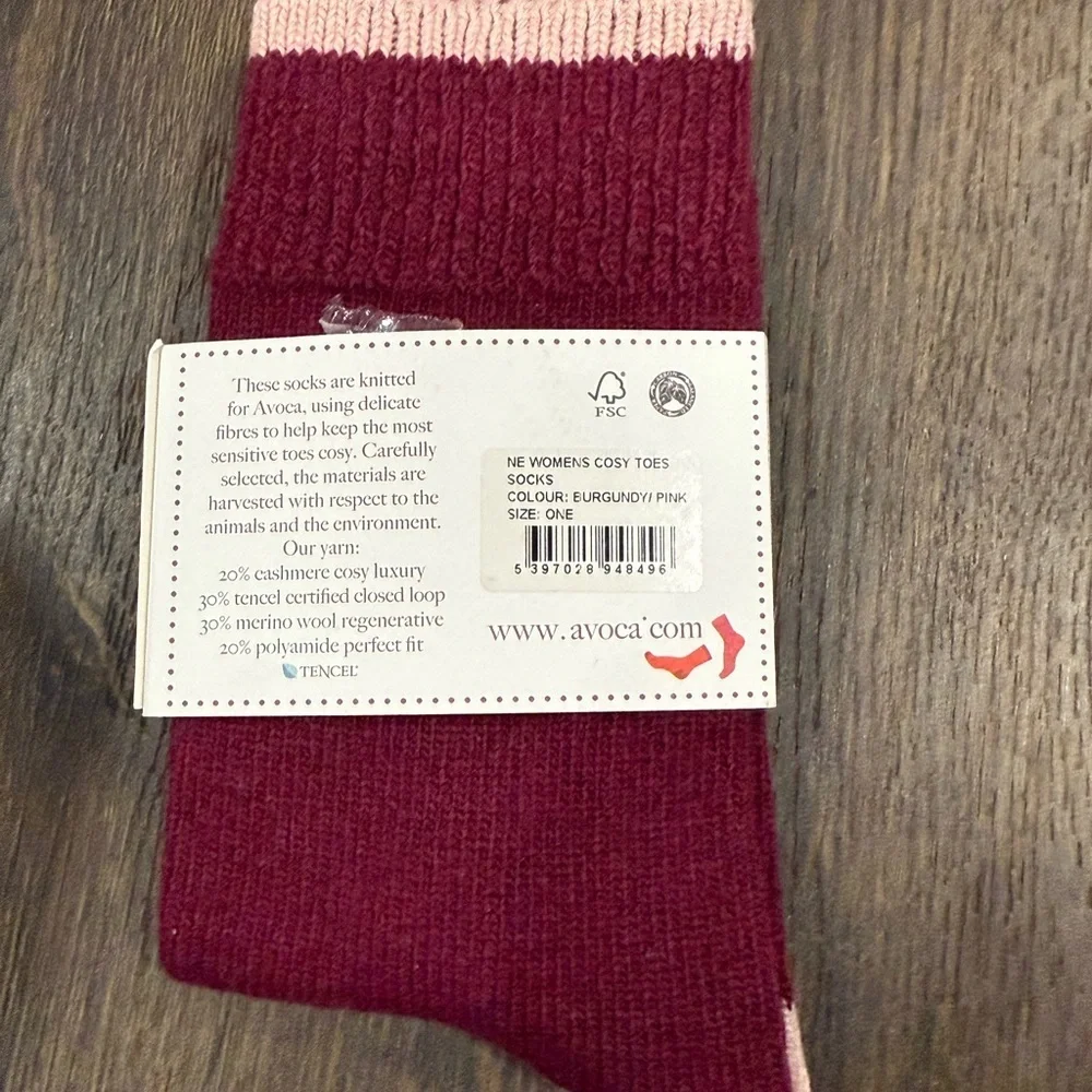 AVOCA Ireland Cosy Toes Women's Socks Cashmere Blend - Burgundy/Pink